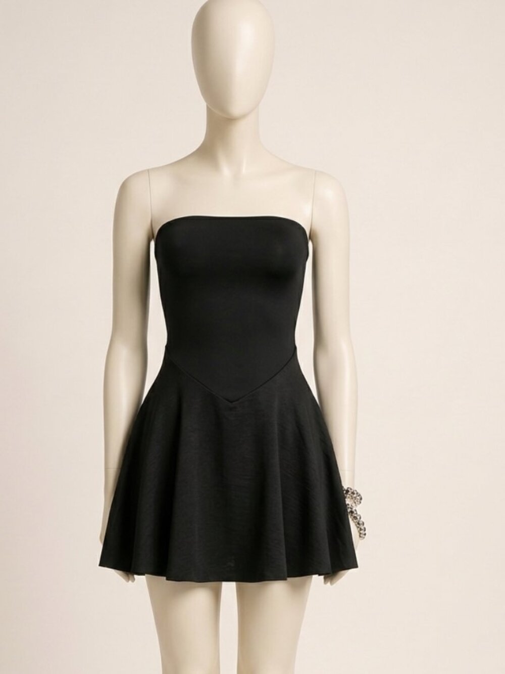 Sylure Black Strapless Tube Dress w/ Built-In Shorts Size M New